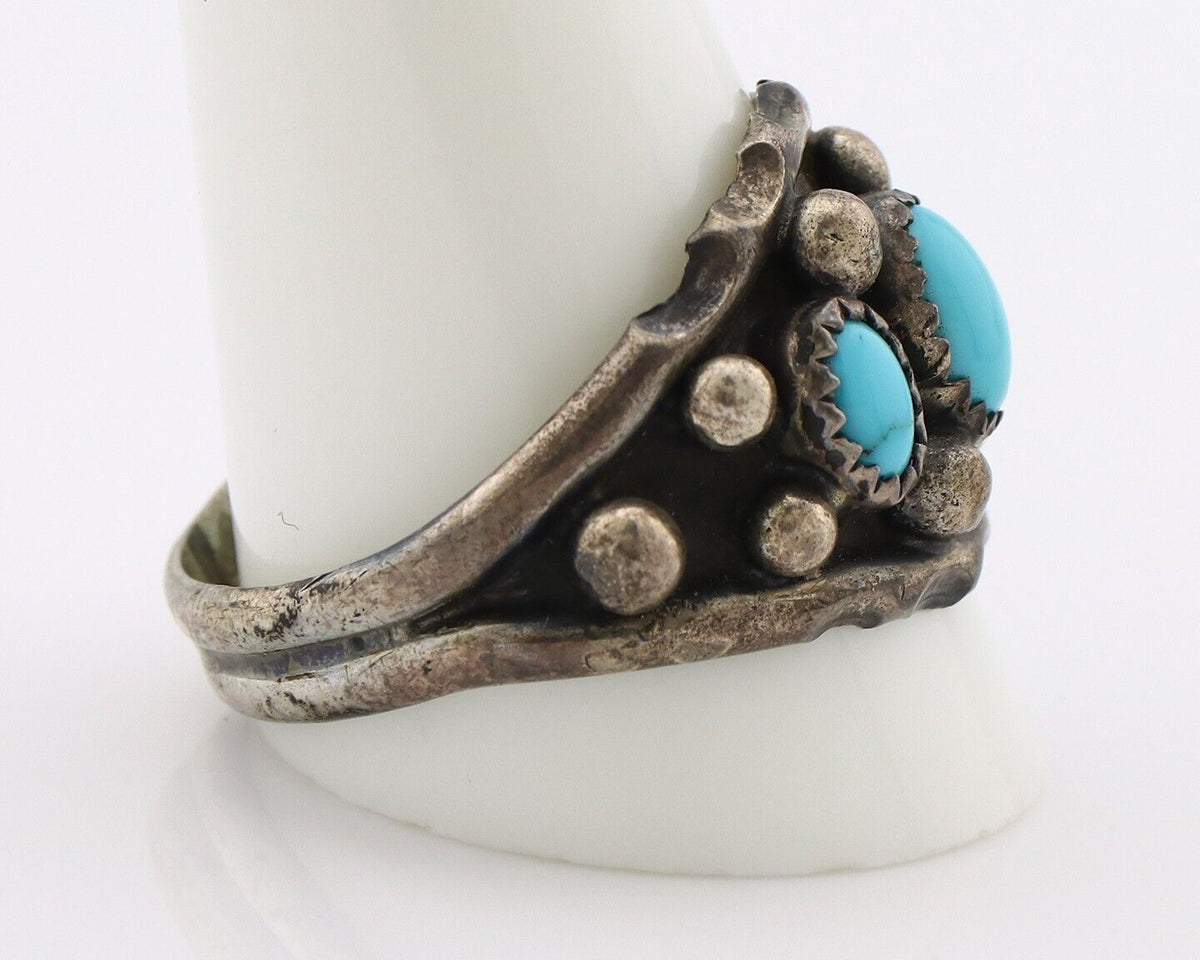 Navajo Ring 925 Silver Turquoise Artist Signed E SkyStone Creations C.80's