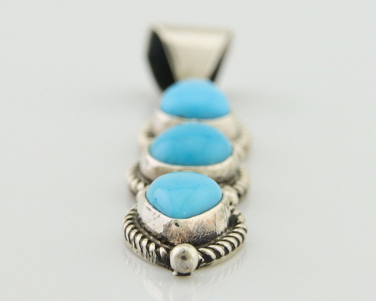 Navajo Necklace 925 Silver Natural Turquoise Artist Kathllen Chavez C.80's