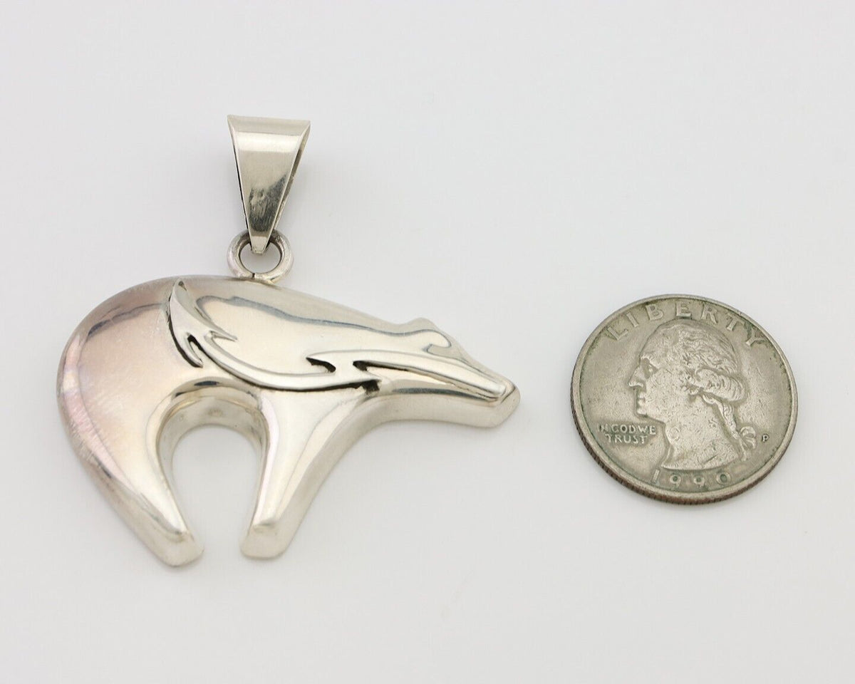 Navajo Spirit Bear Pendant 925 Sterling Silver Native Artist C.80's