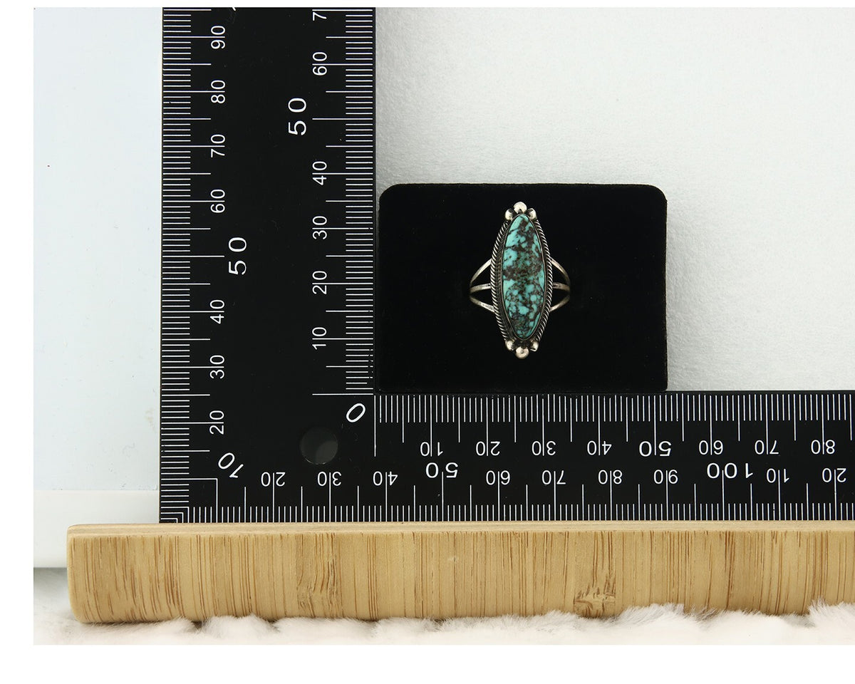Vintage Navajo Ring 925 Sterling Silver Turquoise Signed MP Size 6.25