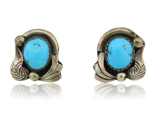Navajo Earrings 925 Silver Natural Turquoise Native American Artist C.80's