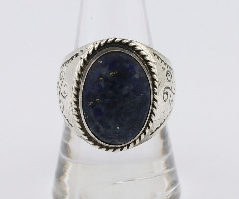 Navajo Ring 925 Silver Natural Blue Lapis Lazuli Native American Artist C.80's