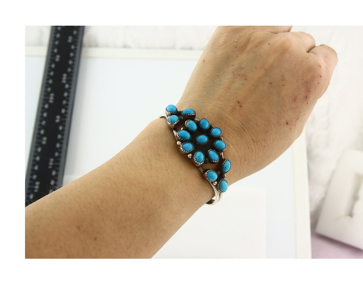 Vintage Navajo Bracelet 925 Silver Blue Turquoise Handmade