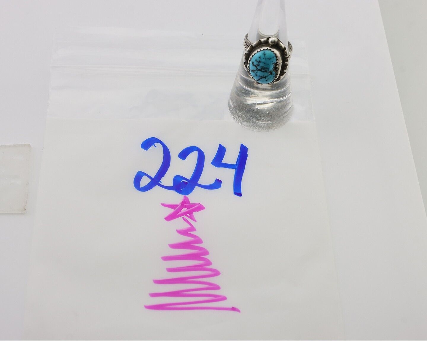 Navajo Ring 925 Silver Sleeping Beauty Turquoise Artist Signed SC C.80's
