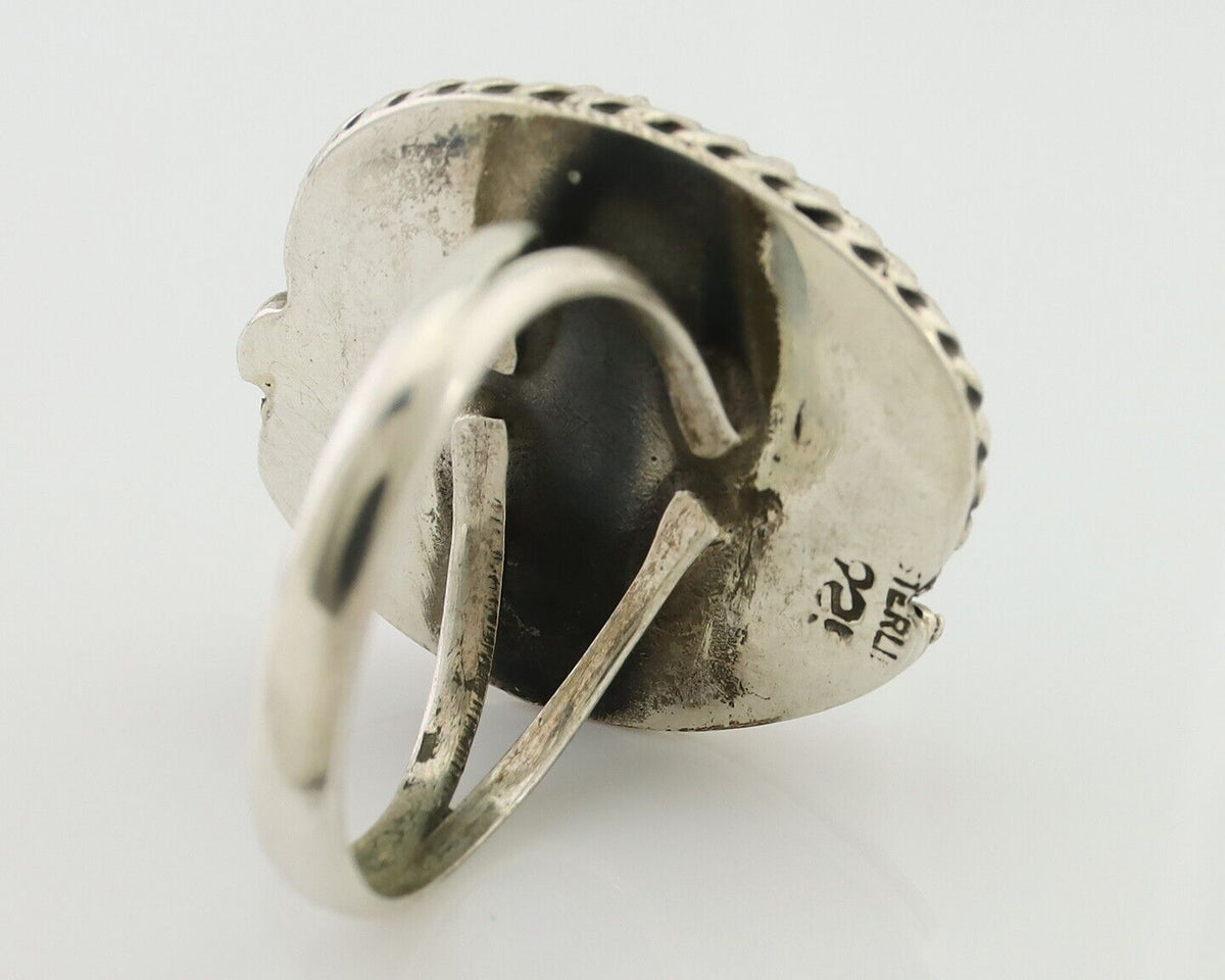 Navajo Ring 925 Silver Green Kingman Turquoise Native American Artist C.80's