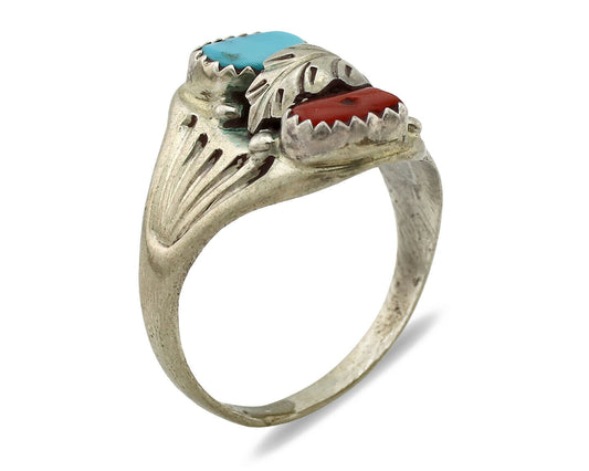 Navajo Ring .925 Silver Sleeping Beauty Turquoise Native Artist C.1980's