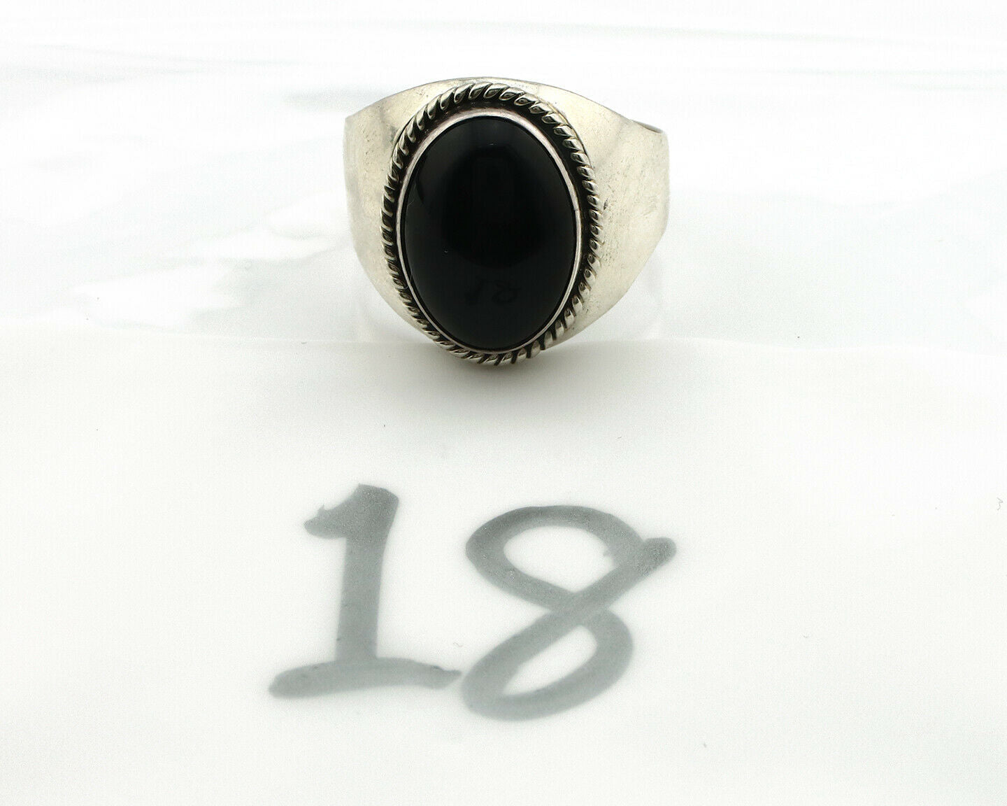 Navajo Ring .925 Silver Handmade Black Onyx Native American Artist C.80's