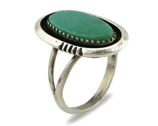Navajo Ring .925 Silver Blue Turquoise Native American Artist Handmade C.80's