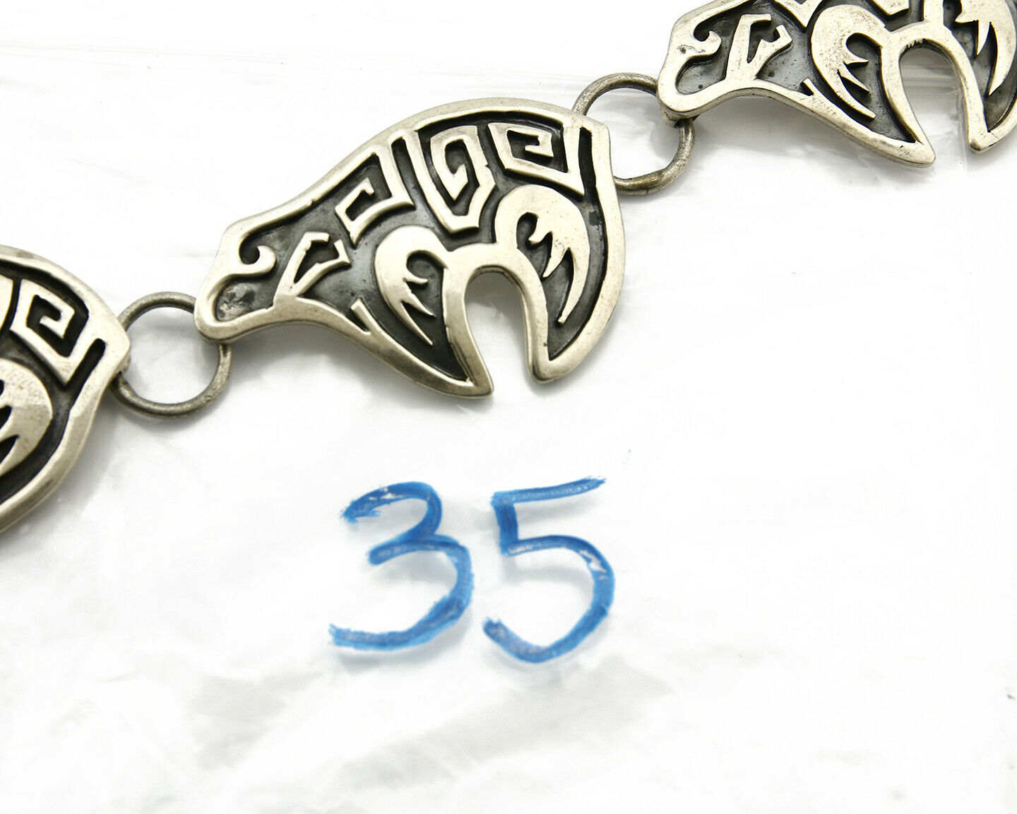 Navajo Spirit Bear Concho Belt .925 Silver Handmade Signed M Montoya C.80's