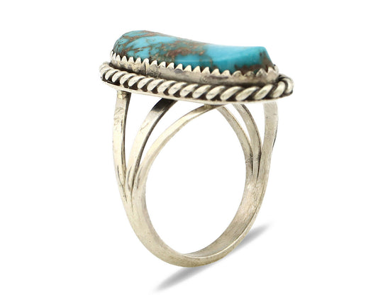 Navajo Ring .925 Silver Kingman Turquoise Artist Signed Gecko C.90's