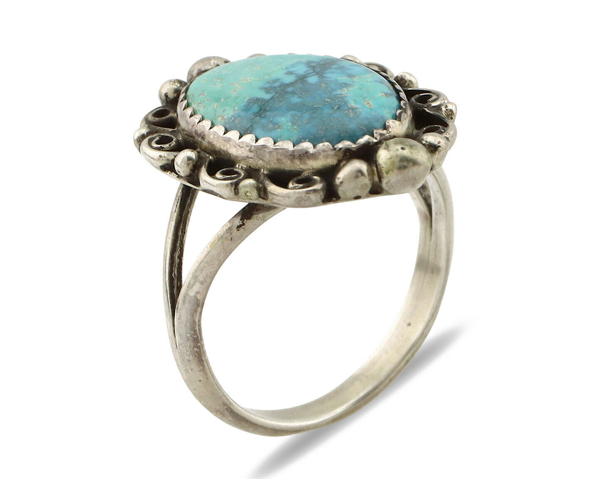Navajo Ring .925 Silver Kingman Turquoise Artist Signed Billy Eagle C.90's