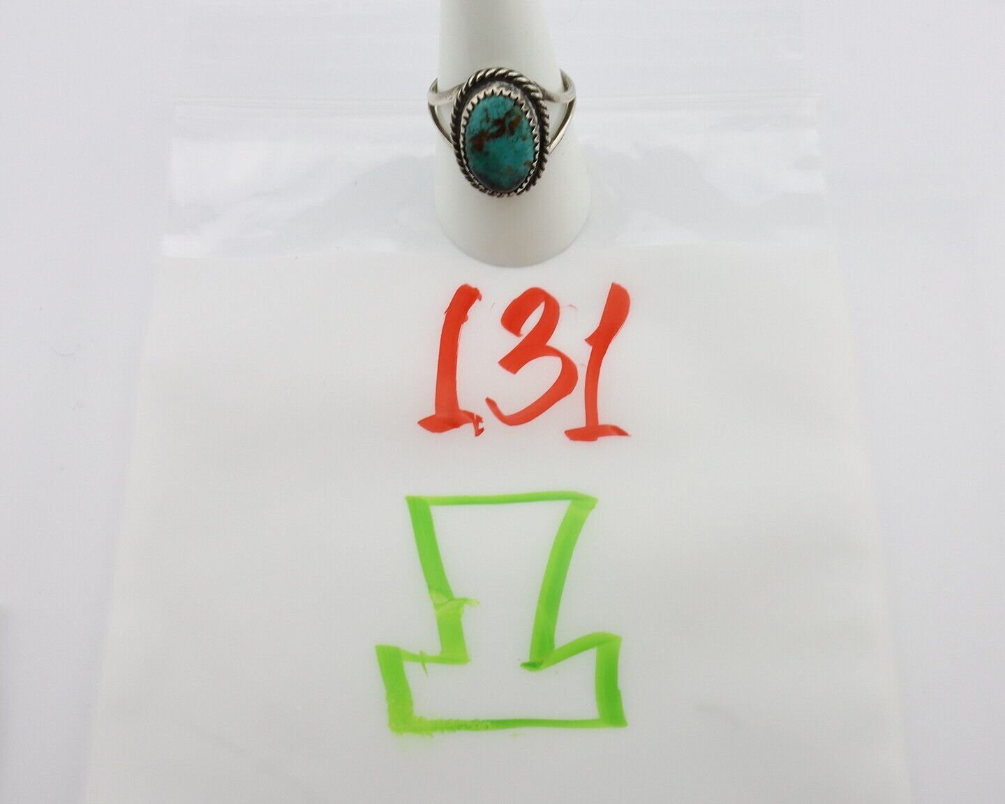 Navajo Handmade Ring 925 Silver Kingman Turquoise Artist Signed MC C.80's