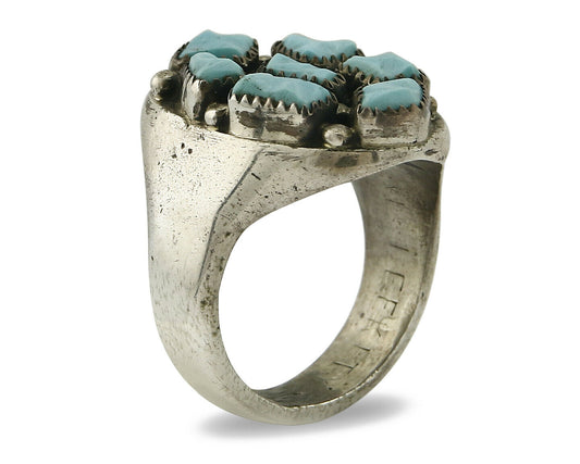 ZUNI Ring .925 SOLID Silver Sleeping Beauty Turquoise LEEKITY C.1980's