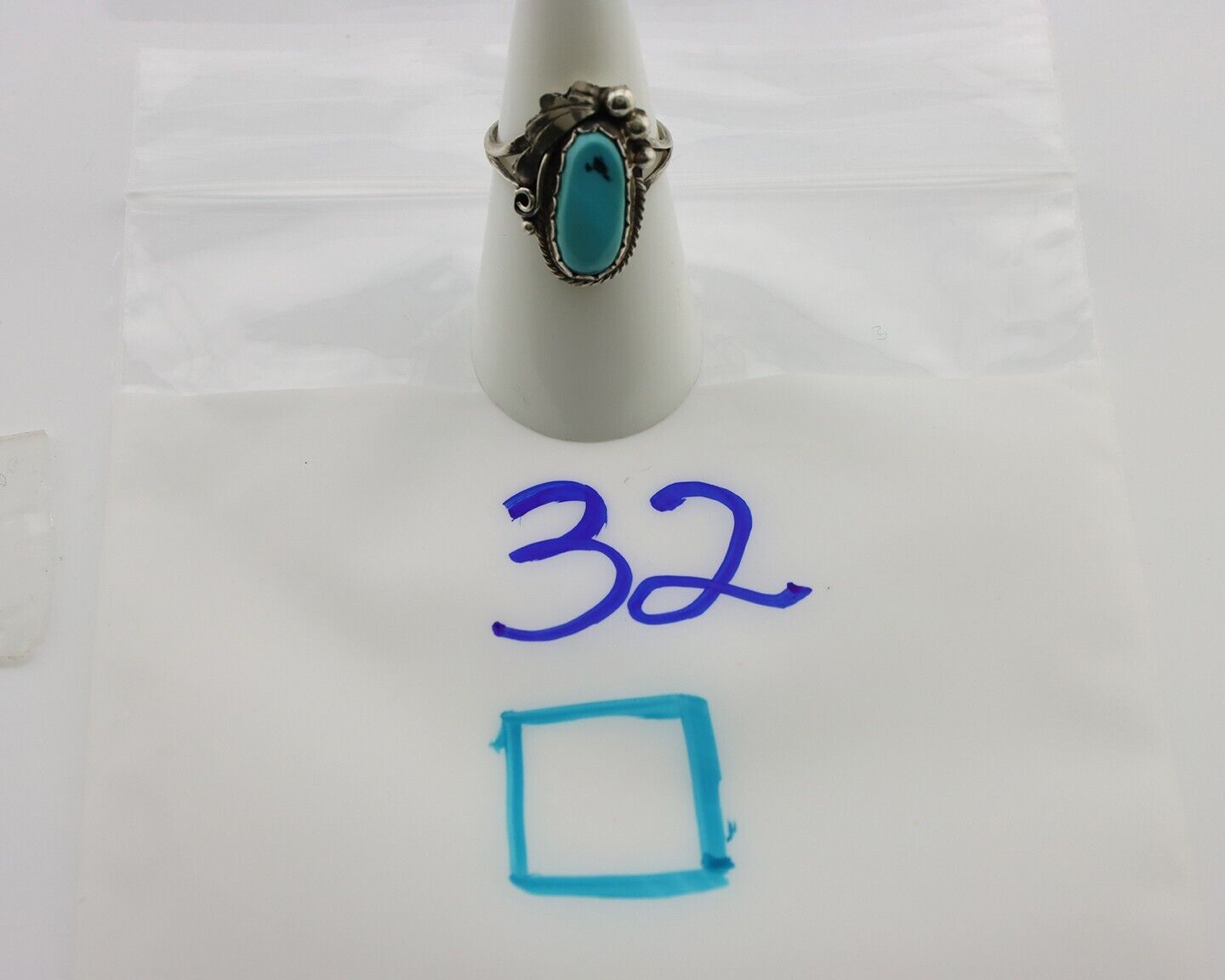 Navajo Inlaid Ring 925 Silver Blue Turquoise Artist Signed Justin Morris C.80s