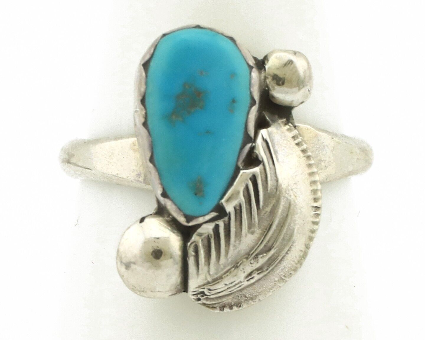 Zuni Ring 925 Silver Natural Mined Blue Turquoise Artist Signed Simplicio C.80's