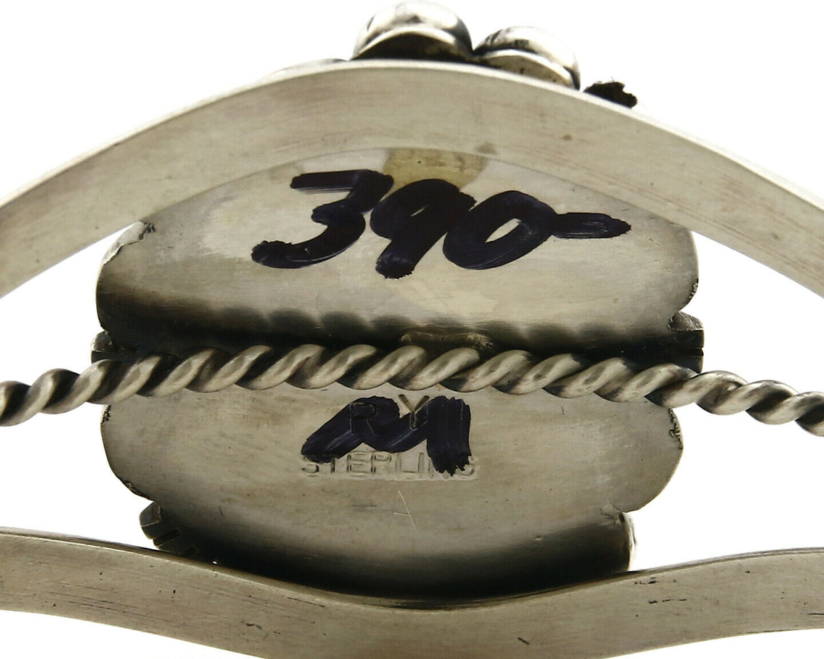 Navajo Bracelet .925 Silver Lapis Lazuli Cuff Signed RY C.90's Handmade