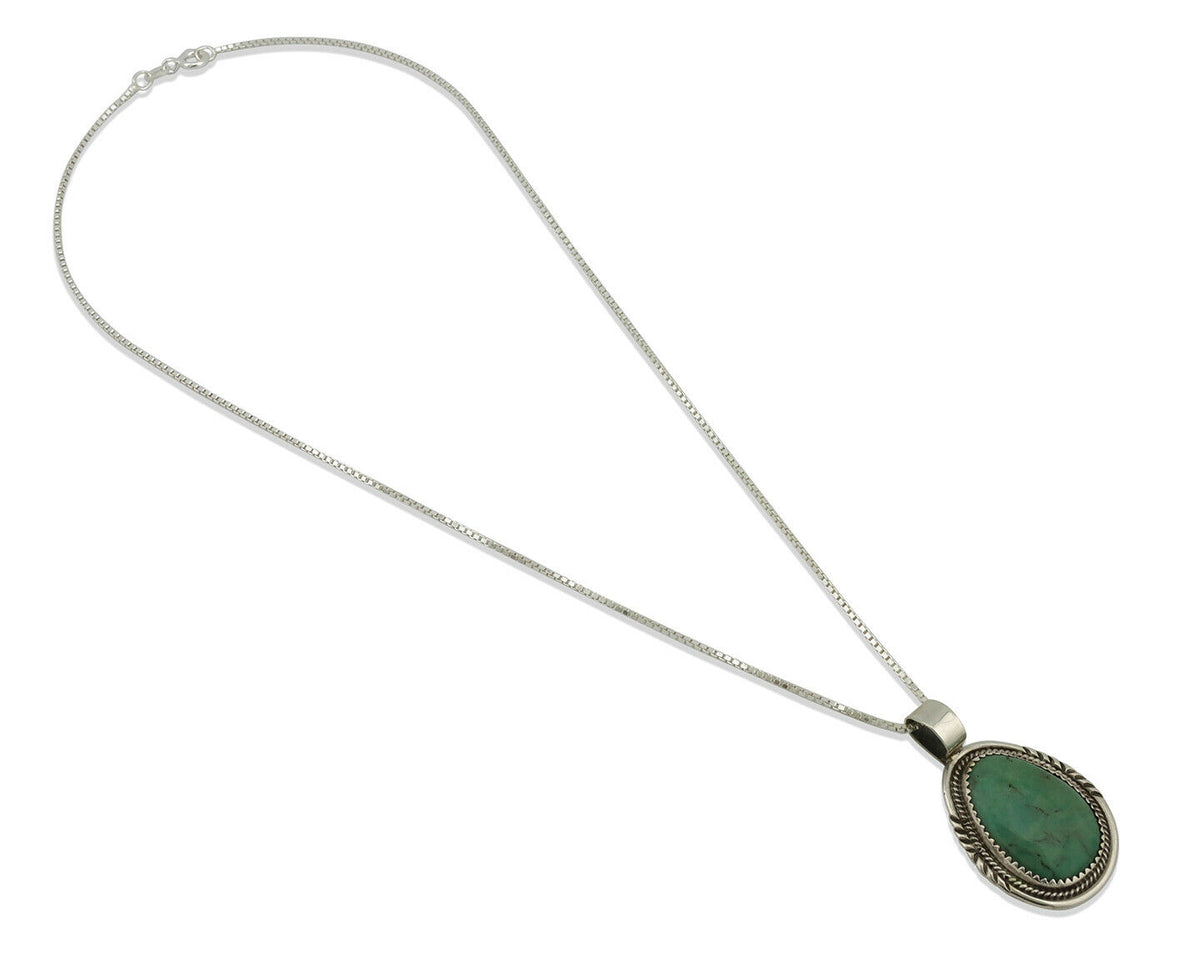 Navajo Pendant .925 Silver Kingman Turquoise Artist Signed AB C.80's