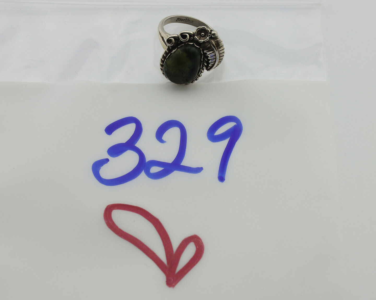 Navajo Ring .925 Silver Green Turquoise Handmade Native American Artist C.1980s