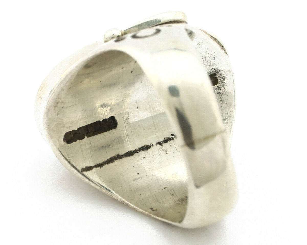 Navajo Ring .925 Silver Crescent Valley Turquoise Native Artist C.80's