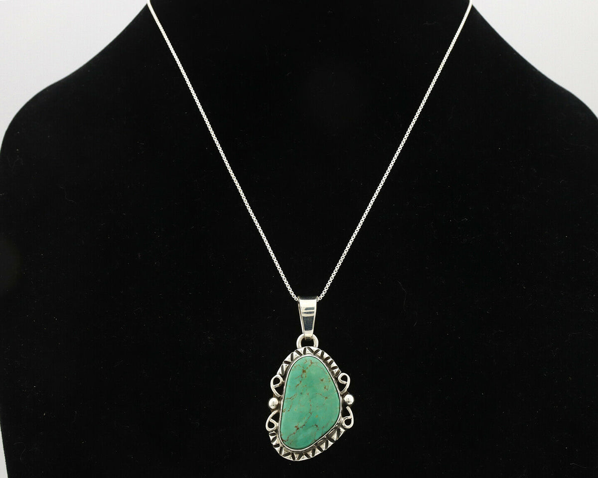 Navajo Pendant .925 Silver Kingman Turquoise Artist Signed Gecko C.80's
