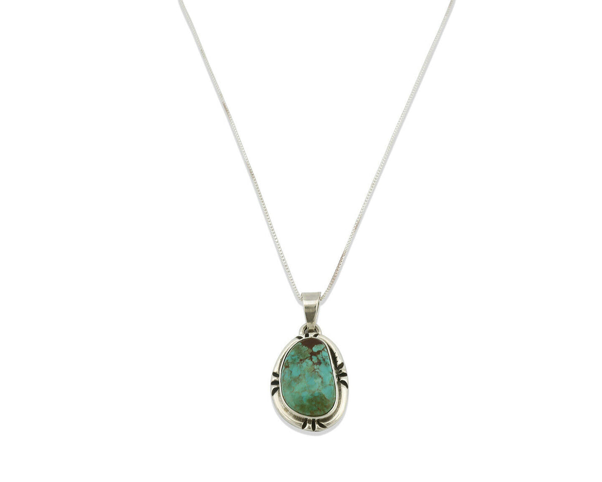 Navajo Pendant .925 Silver Kingman Turquoise Artist Signed Gecko C.80's