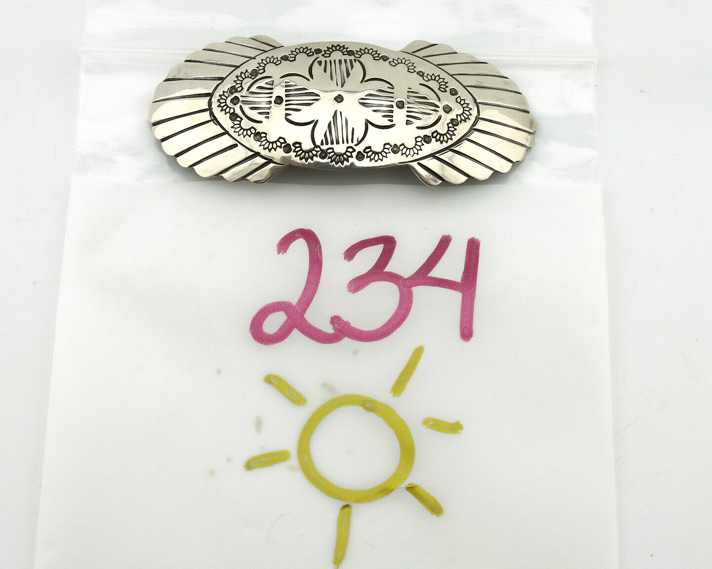 Navajo Hair Clip Barrette .925 Silver Hand Stamped Artist Signed C Montoya C80s