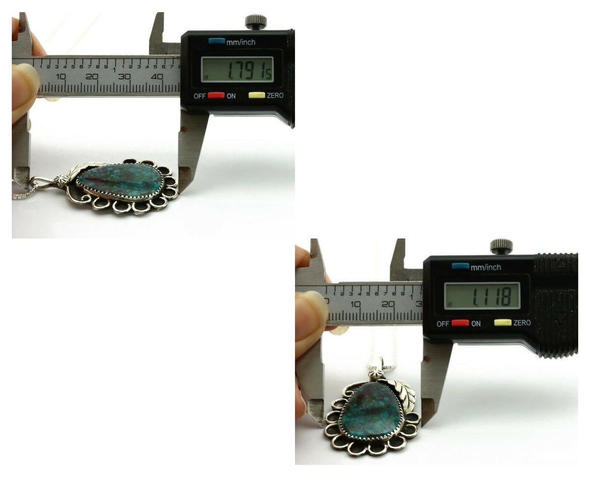 Navajo Necklace .925 Silver Nevada Black Turquoise Signed JR C.1980's