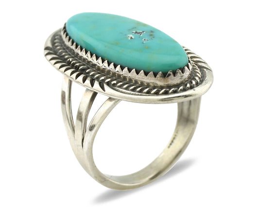 Navajo Ring 925 Silver Natural Blue Turquoise Artist Native C.80's