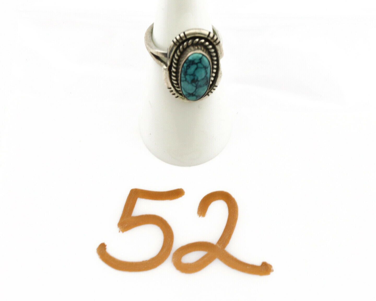 Navajo Ring .925 Silver Spiderweb Turquoise Native American Artist C.1980's