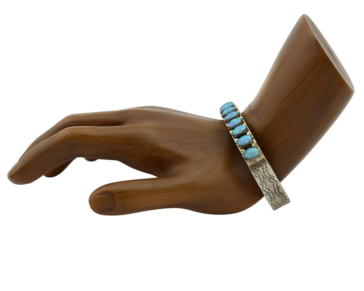 Zuni Bracelet .925 Silver Natural Pink Mussel H. M. Coonsis C.90's