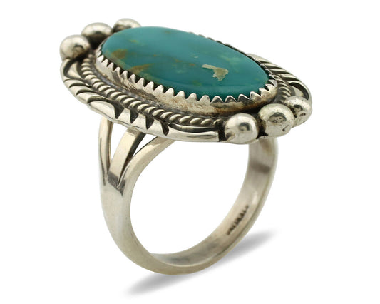 Navajo Ring 925 Silver Natural Blue Turquoise Signed M Begay C.80's
