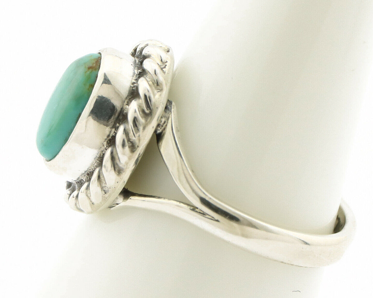 Navajo Ring .925 Silver Kingman Turquoise Artist Signed Gecko C.90's