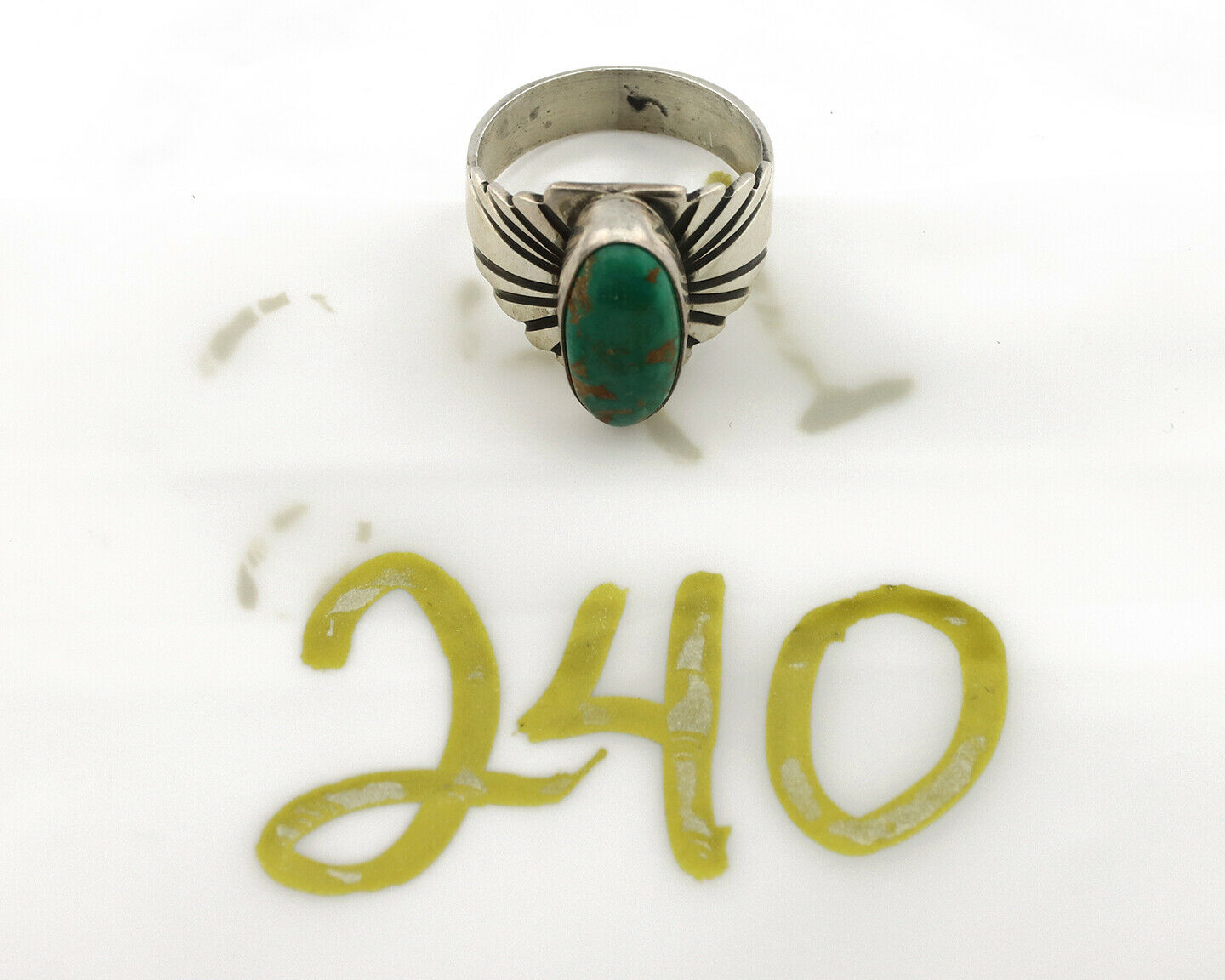 Navajo Ring .925 Silver Blue Green Arizona Turquoise Artist Signed Apache C.80's