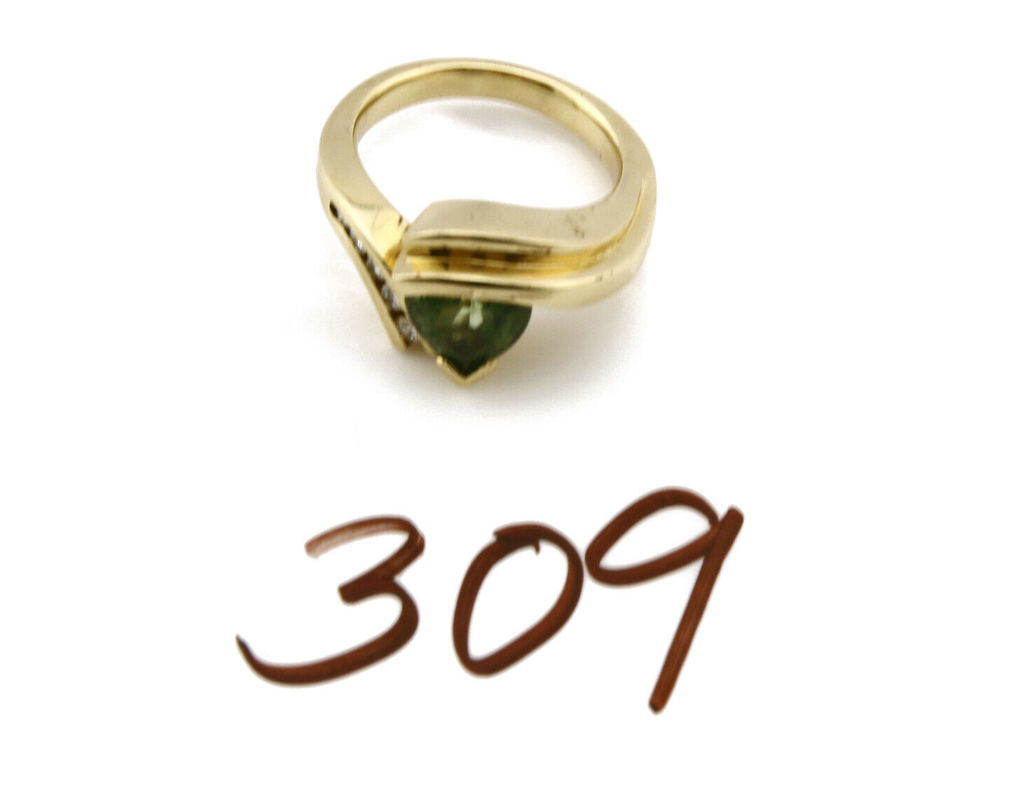 Women's Peridot Diamond Ring 18k SOLID Gold Engagement 2.6 tcw Size 5.5