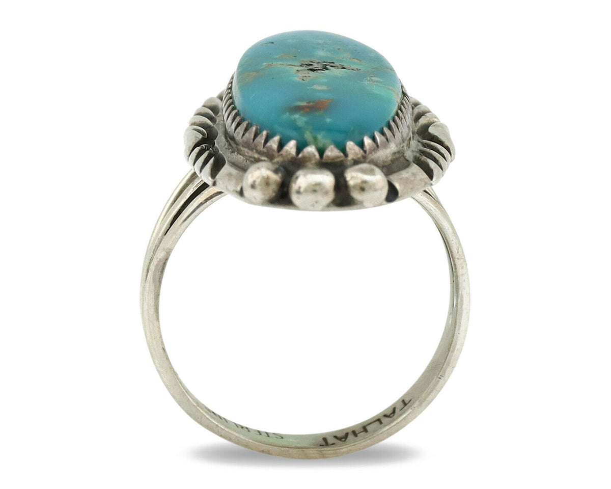 Navajo Ring .925 Silver Nevada Turquoise Native American Artist C.1980's