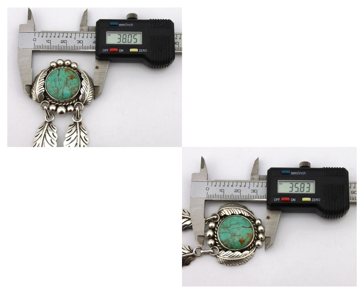 Navajo Necklace 925 Silver Kingman Turquoise Native Artist Signed C.80's