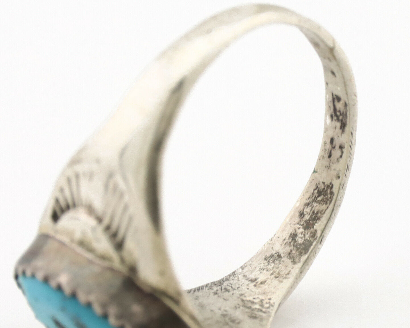 Zuni Ring .925 Silver Natural Blue Turquoise Native American Artist C.1980's
