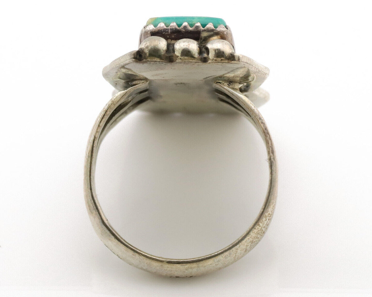 Navajo Ring .925 Silver Kingman Turquoise Artist Signed B C.80's