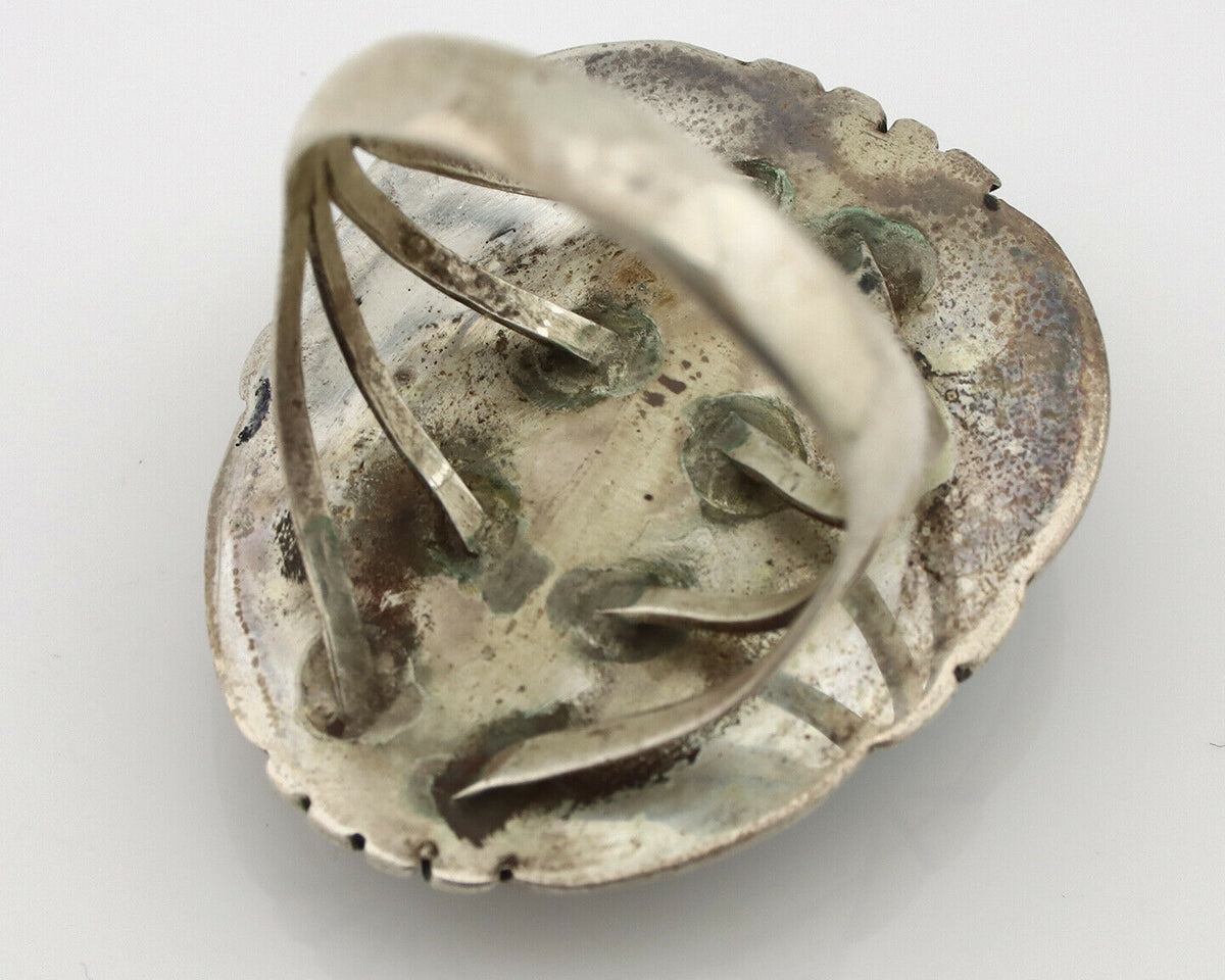 Navajo Ring .925 Silver Nevada Turquoise Artist Signed KK C.80's