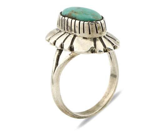 Navajo Ring .925 Silver Green Turquoise Artist Signed M Montoya C.80's