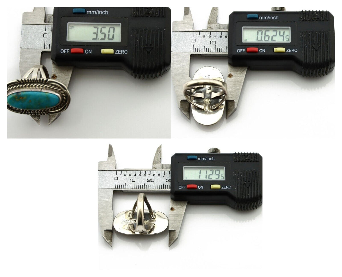 Navajo Ring 925 Silver Turquoise Mountain Artist Signed M Begay C.80's