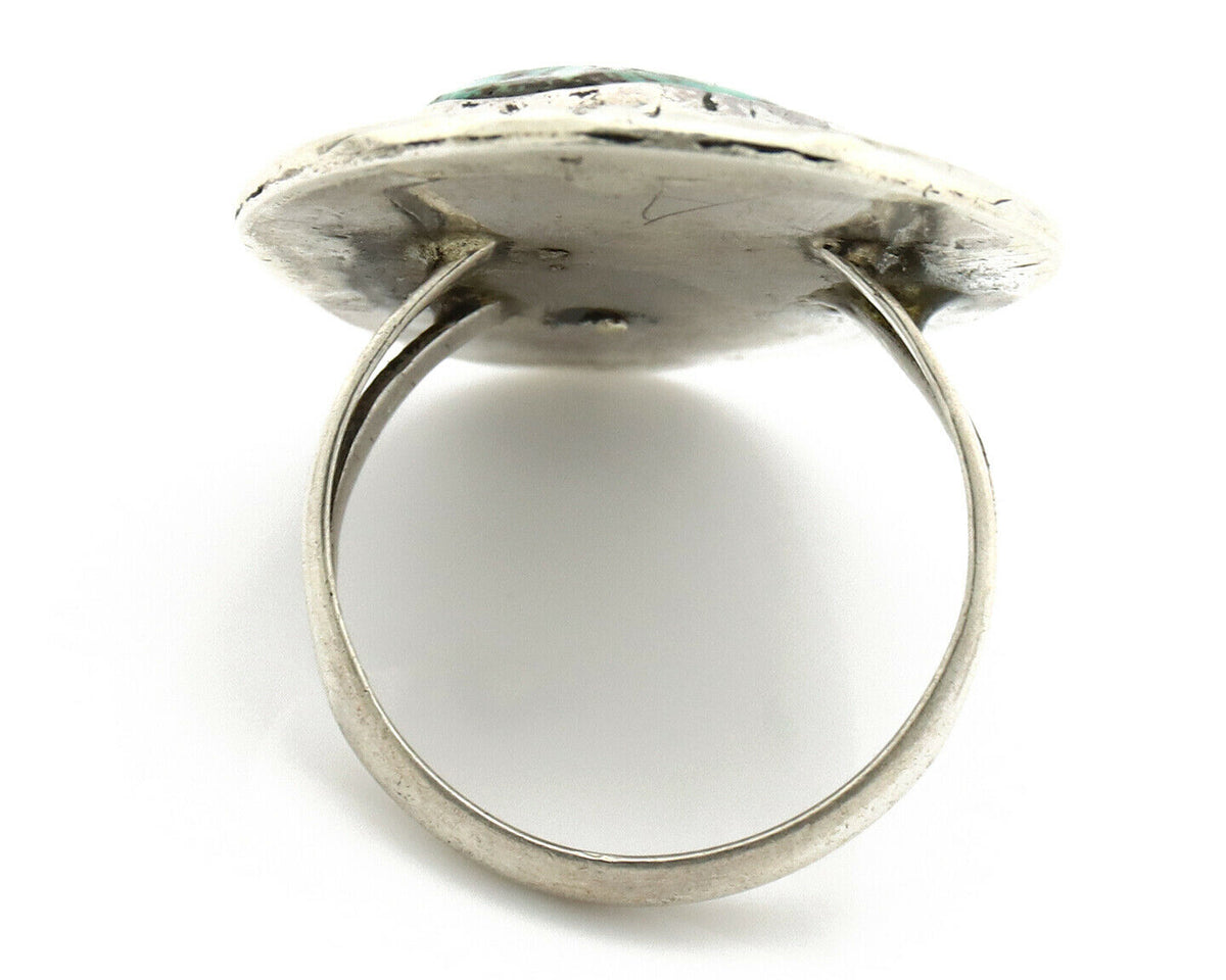 Navajo Ring .925 Silver Spiderweb Turquoise Native American Artist C.80's