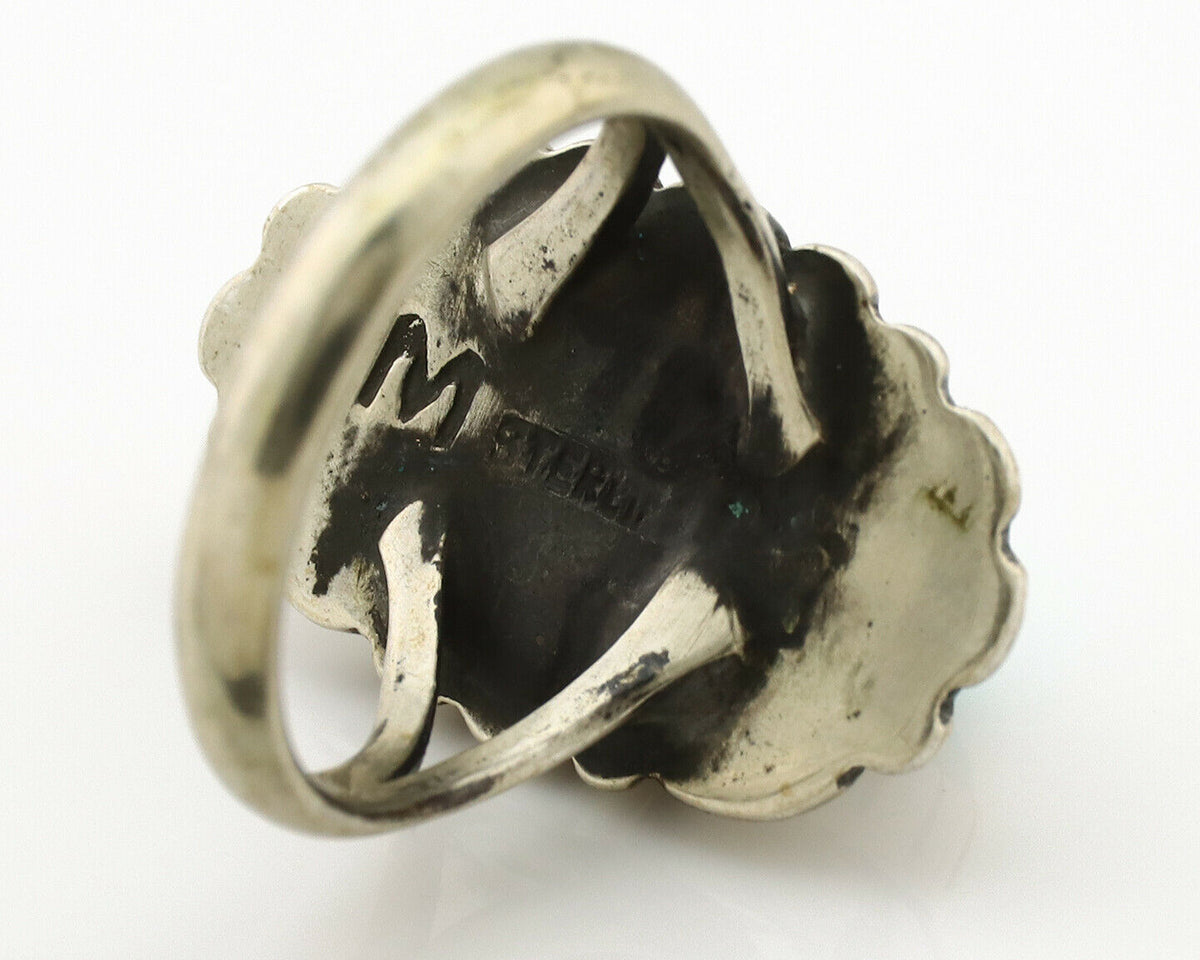 Navajo Ring .925 Silver Natural Mined Turquoise Artist Signed M Montoya C.80's
