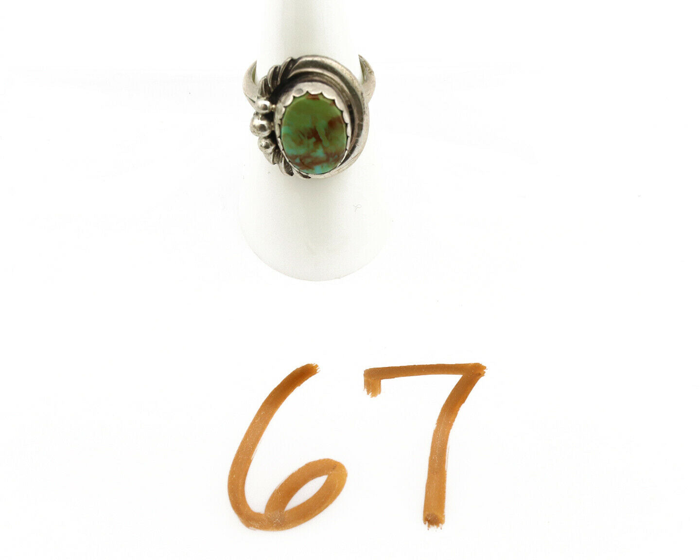 Navajo Ring .925 Silver Kingman Turquoise Native American Artist C.1980's