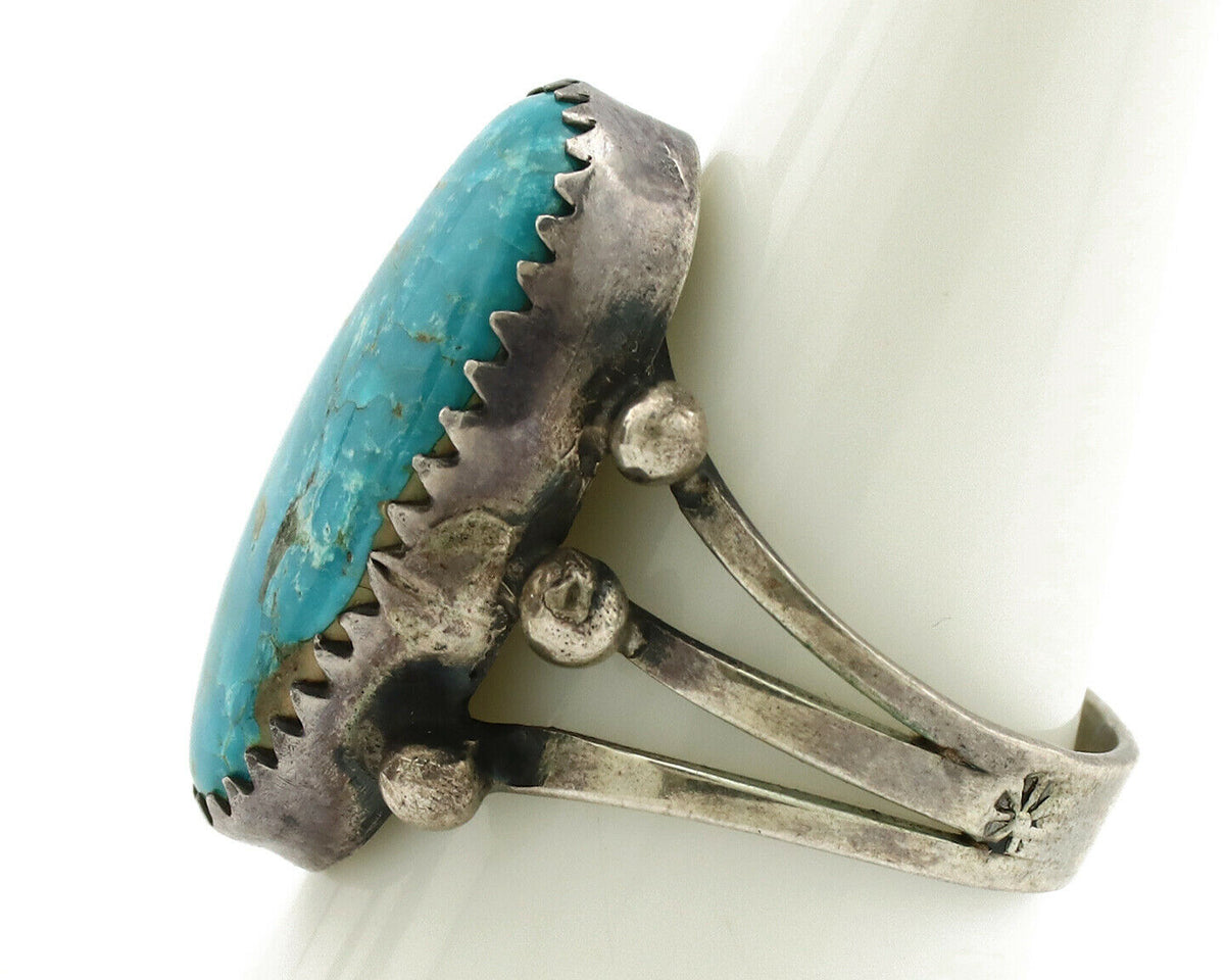 Navajo Ring .925 Silver Blue Turquoise Native American Artist C.1980's