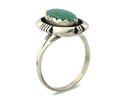 Navajo Ring .925 Silver Kingman Turquoise Handmade Native American Artist C.80's