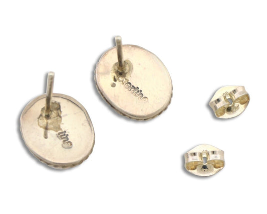 Navajo Earrings 925 Silver Natural Mined Lapis Native American Artist C80s