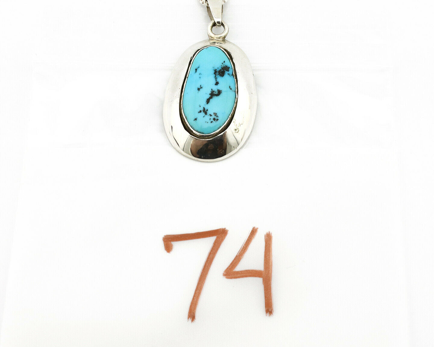 Navajo Necklace .925 Silver Sleeping Beauty Turquoise Signed C Montoya C.80's