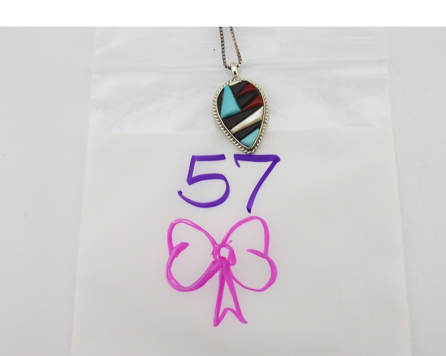 Navajo Handmade Pendant 925 Silver Natural Gemstone Native American Artist C80s