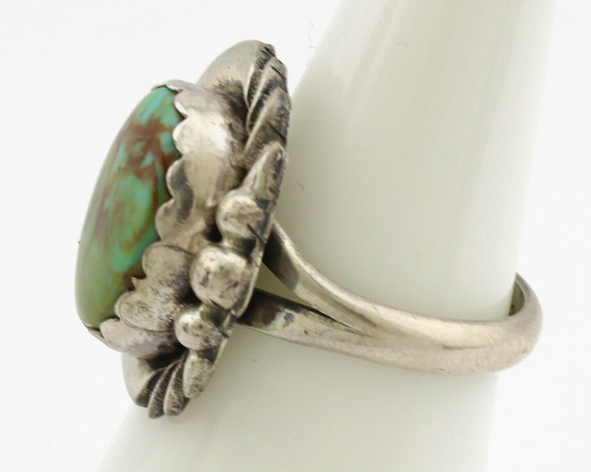 Navajo Ring .925 Silver Kingman Turquoise Native American Artist C.1980's